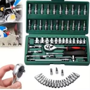 46pc Drive Socket Set 1/4 inch Ratchet Wrench Set